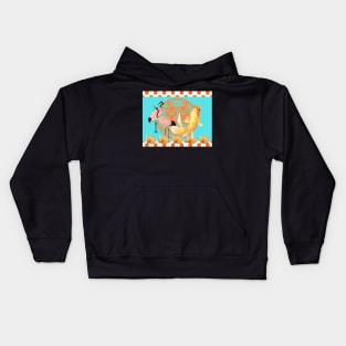 Goldfish & Cranes- Hong Kong Pop Art Bright Orange and Turquoise Kids Hoodie